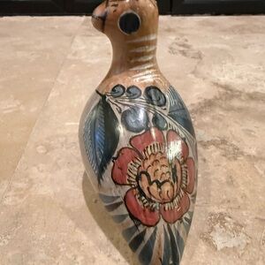 Mexican Bird Figurine Vintage Hand Painted Folk Art Pottery